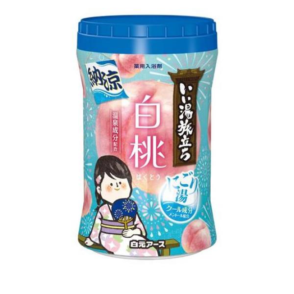 ●白元アース 薬用入浴剤 いい湯旅立ちボトル 納涼にごり湯 採れたての甘い白桃（はくとう）の香り●医薬部外品●風情漂う香りと乳桃色の湯色で、にごり湯の温泉気分を楽しめます。●有効成分が入浴効果を高めて