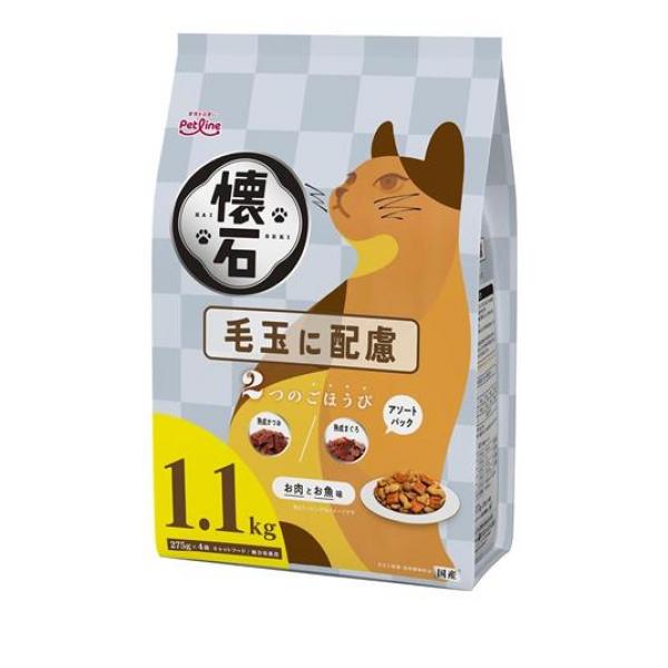 ●熟成かつおと熟成まぐろをそれぞれトッピングした分包入り。●毛玉の排出に配慮して、ビートパルプ＆セルロースを配合し食物繊維を増量。●4種類のかわいい粒。●合成着色料不使用。●こだわりのトッピングを採用