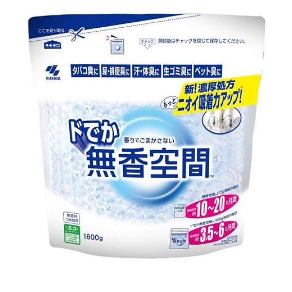 ●小林製薬 ドでか無香空間 無香料●香りを一切使用していない無香タイプの消臭剤です。※芳香剤ではありません。●各種の消臭作用を持つアミノ酸系消臭成分を配合。透明ビーズが様々な気になるニオイを効果的に消