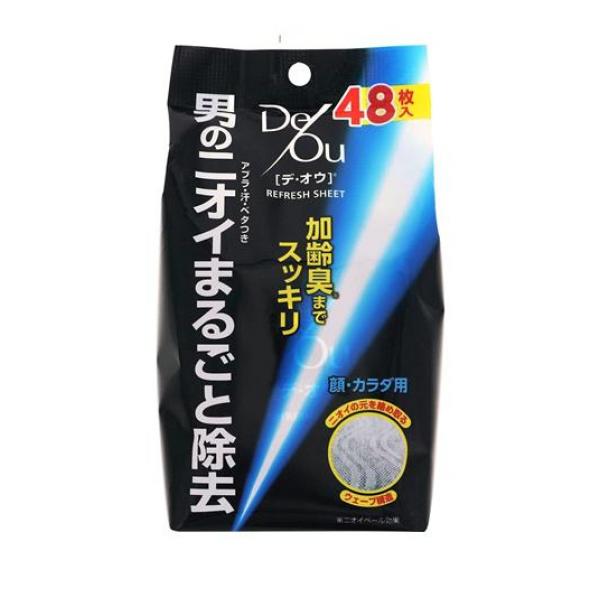 ●ロート製薬 De/Ou デ・オウ リフレッシュシート 顔・カラダ用●男のニオイまるごと除去！汗臭・加齢臭まで！ニオイの元もスッキリ！拭き去るシート。●ニオイの元となる汗やベタつき拭き取る顔＆カラダ用
