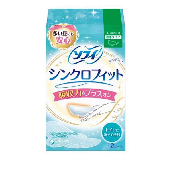 ●ユニ・チャーム ソフィ シンクロフィット 多い日の昼用 普通タイプ●生理用ナプキン（医薬部外品）●多い昼に安心感をプラス！不安な日は、ナプキンにプラスする新習慣。●いつものナプキンに手の平サイズのシ